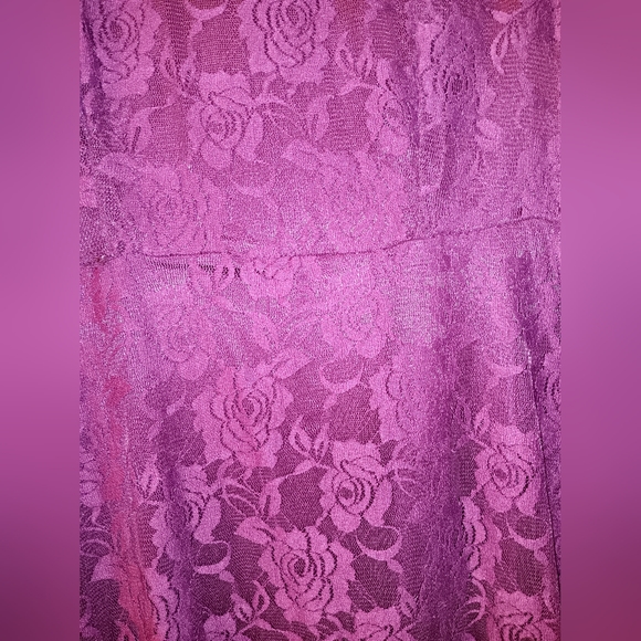 Lace~Purple Floral A-line Formal Dress Sash Bow Belt NWOT - Picture 8 of 14